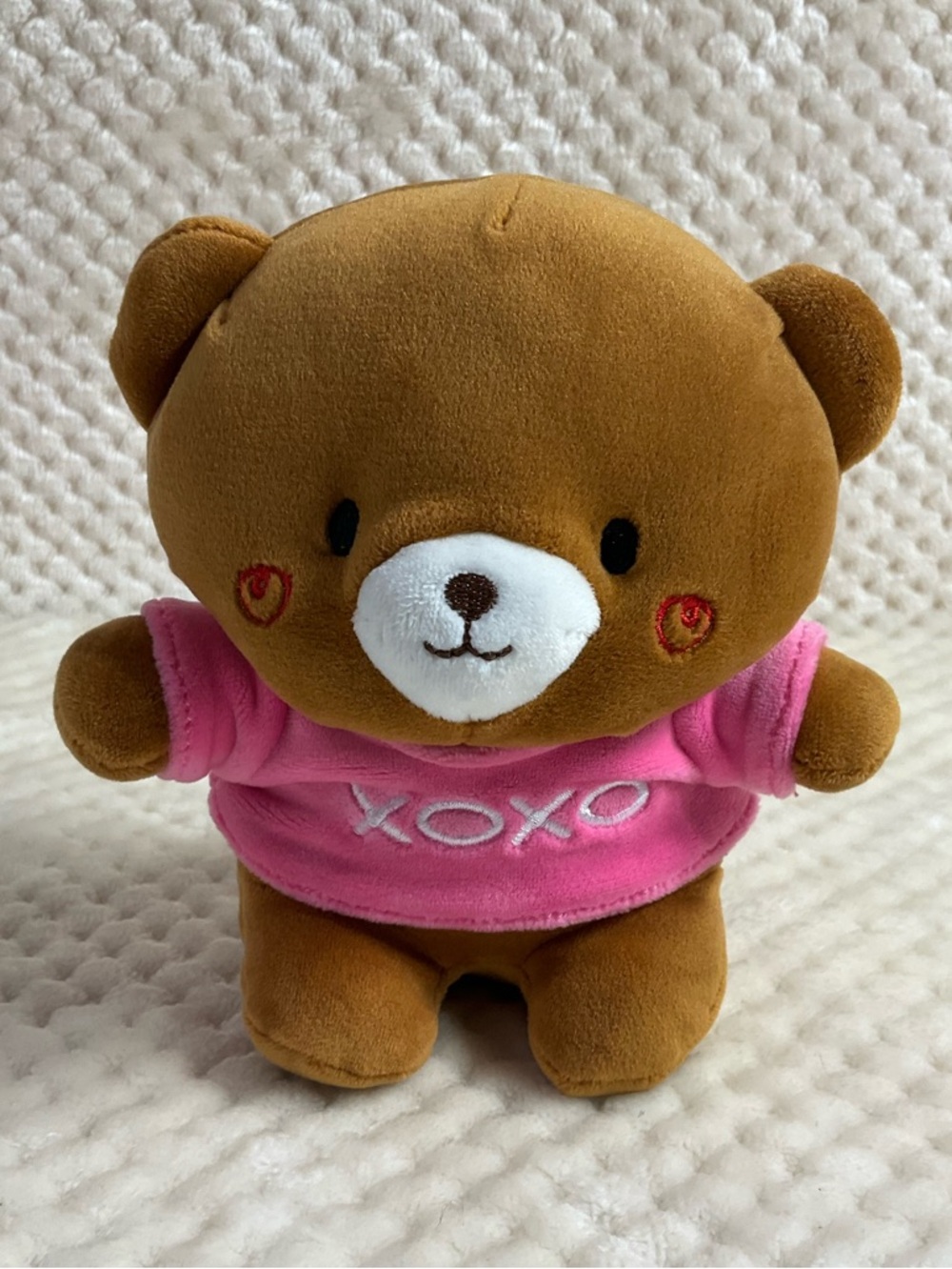 Unbranded Little Plush Brown Bear with Pink XOXO Shirt Stuffed Animal Toy
